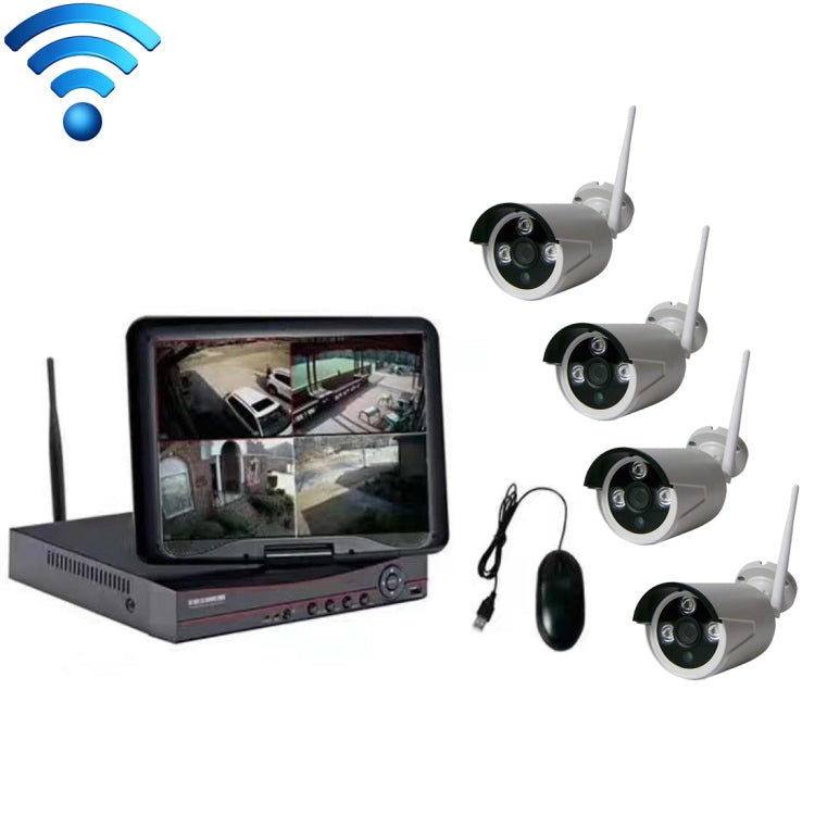 K9104E-PE2013C 4CH HD 960P 1.3 Mega Pixel 2.4GHz WiFi IP Bullet Camera 10.1 inch LCD Screen NVR Kit, K9104E-PE2013C K9104E-PE2013C 4CH HD 960P 1.3 Mega Pixel 2.4GHz WiFi IP Bullet Camera 10.1 inch LCD Screen NVR Kit, K9104E-PE2013C